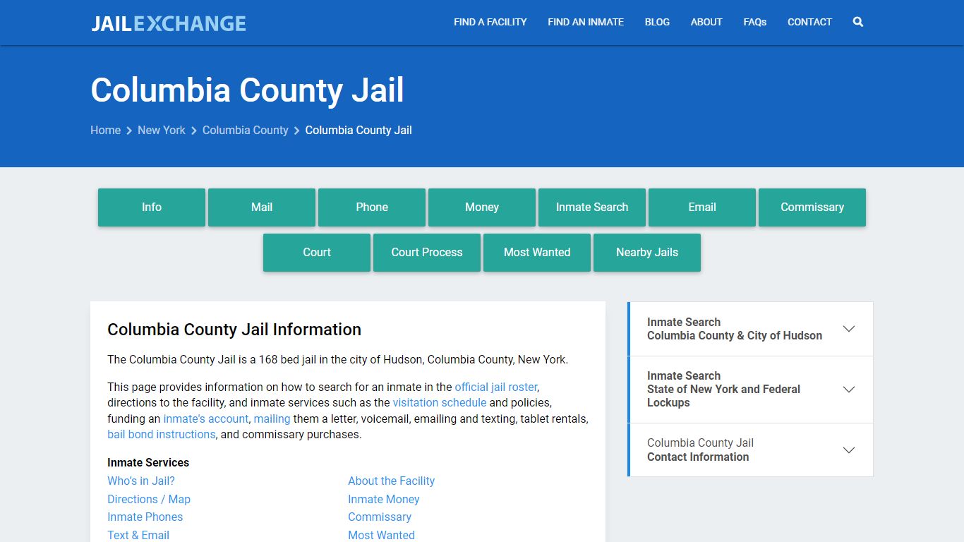 Columbia County Jail, NY Inmate Search, Information